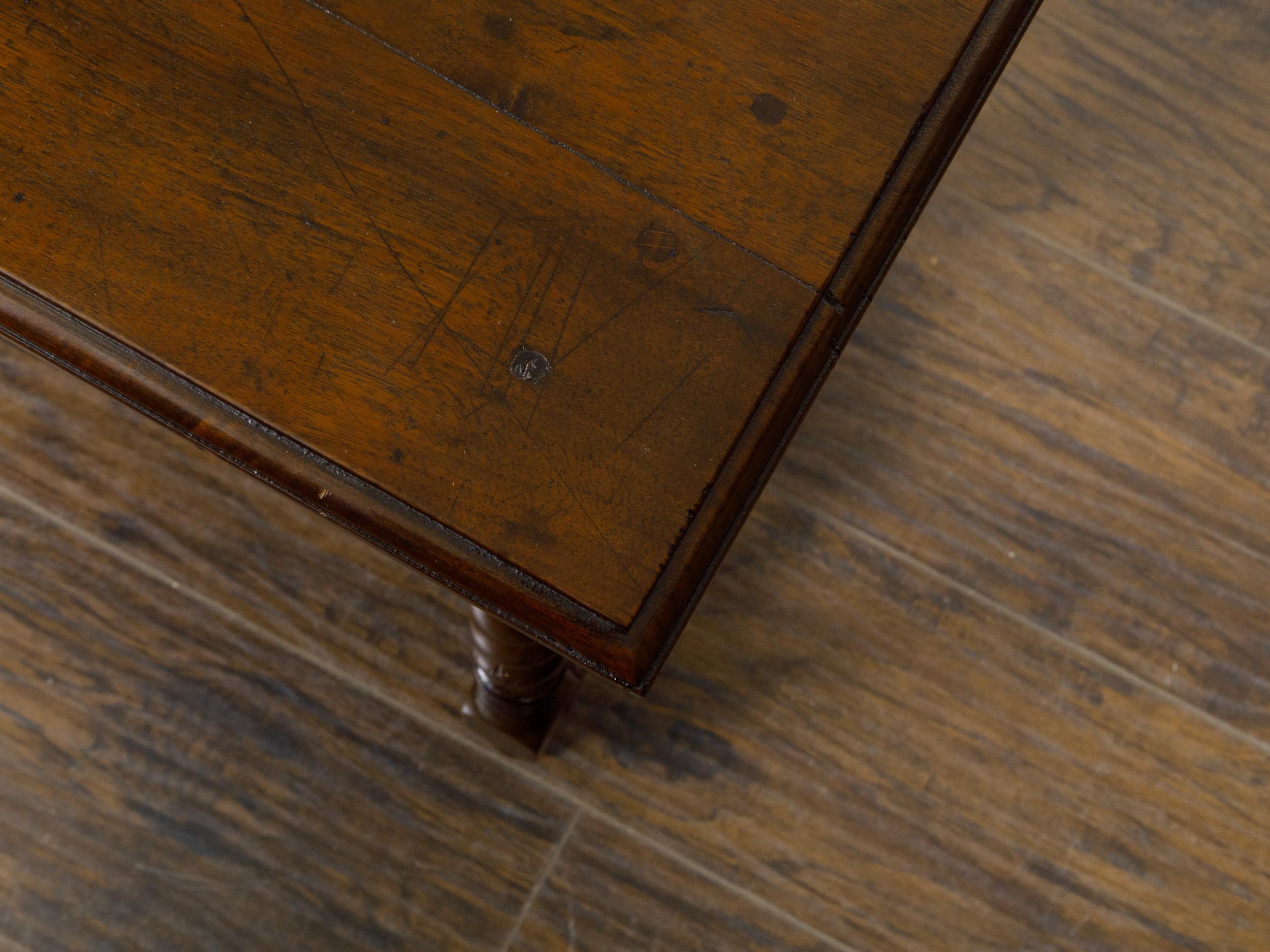 English 19th Century Walnut Barley Twist Side Table with Drawer and Stretcher 9