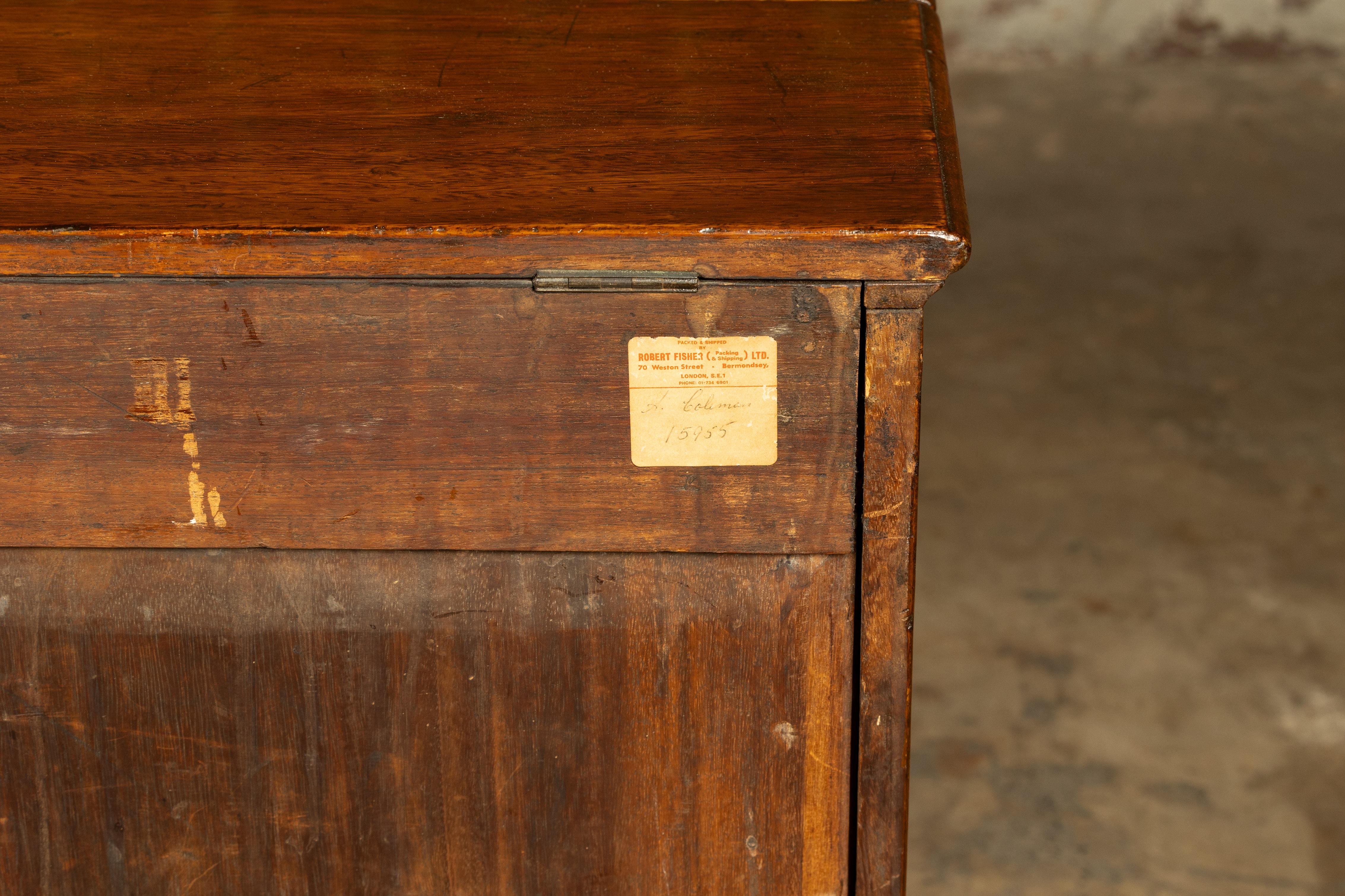 English 19th Century Walnut Campaign Butler's Desk with Three Drawers For Sale 7