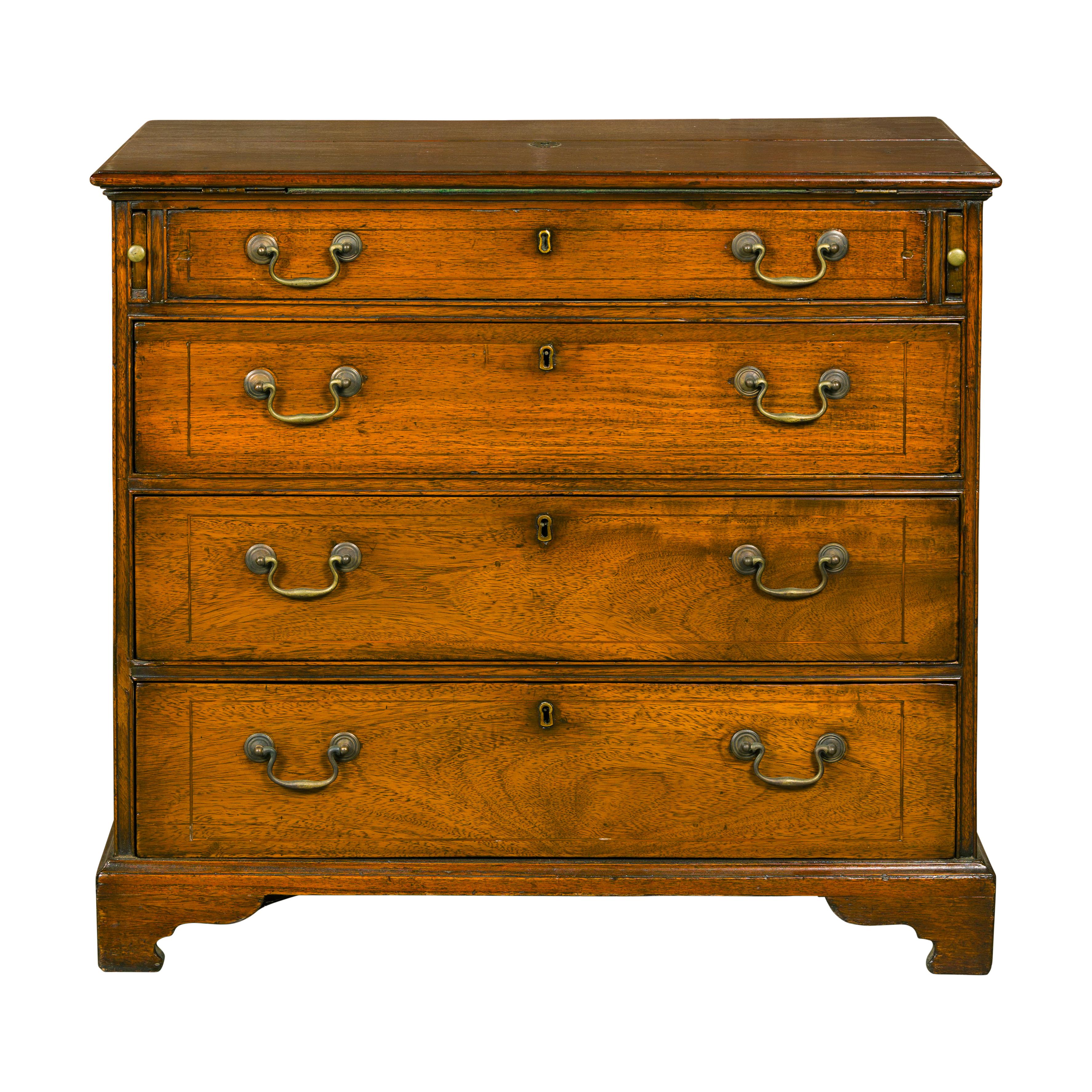 English 19th Century Walnut Campaign Butler's Desk with Three Drawers For Sale 14