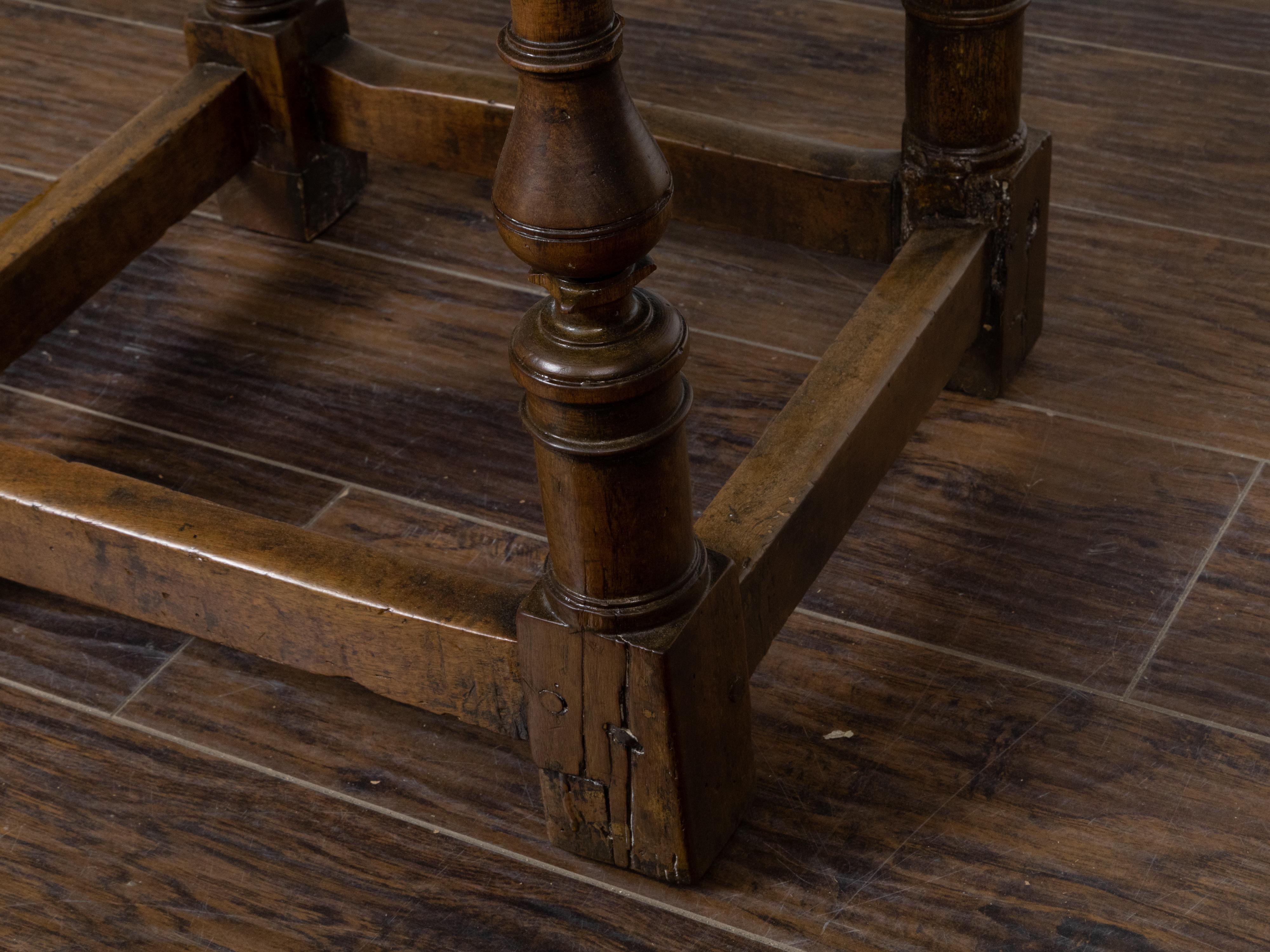 English 19th Century Walnut Side Table with Drawer and Turned Baluster Legs For Sale 9