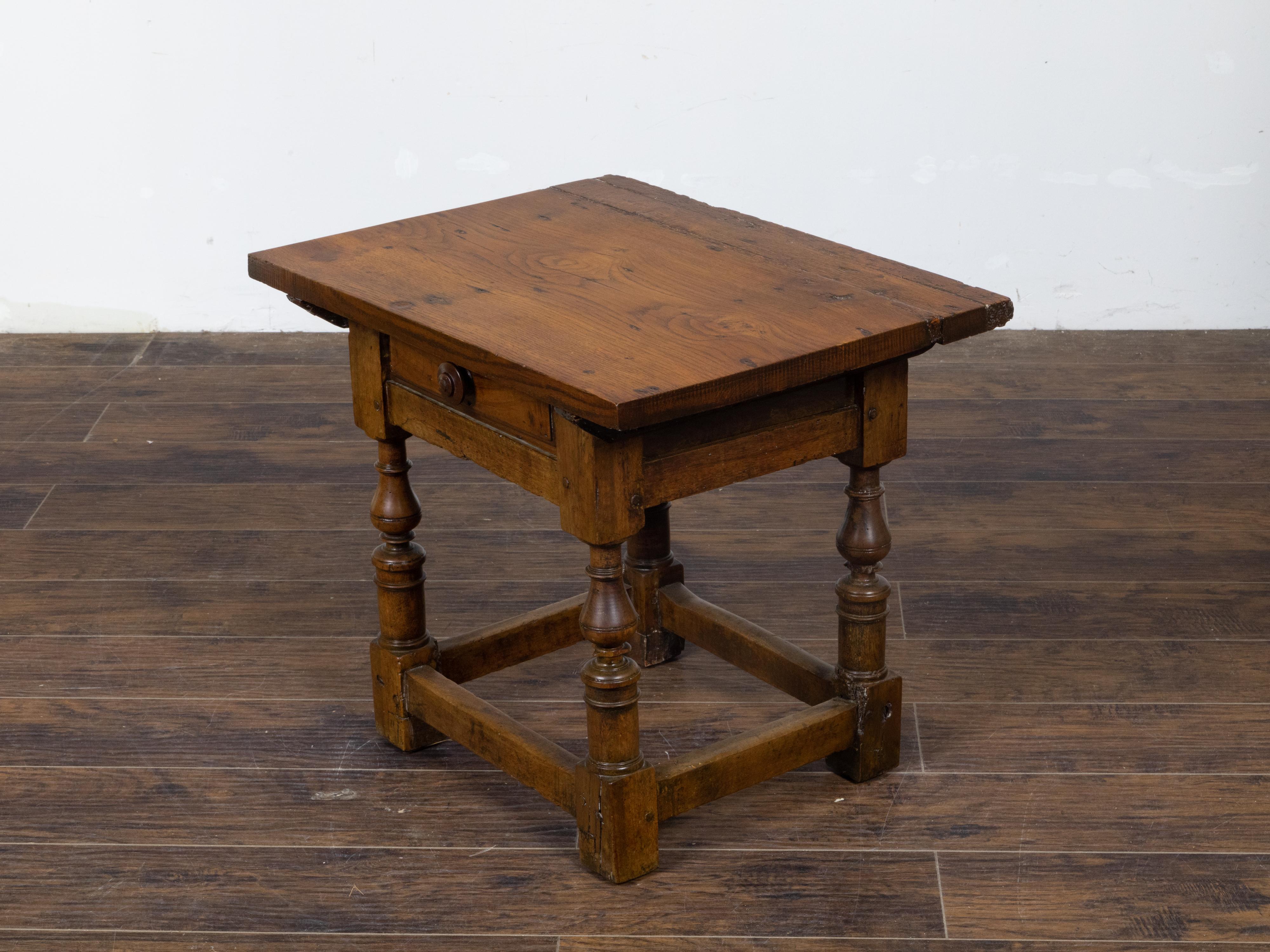 English 19th Century Walnut Side Table with Drawer and Turned Baluster Legs For Sale 5
