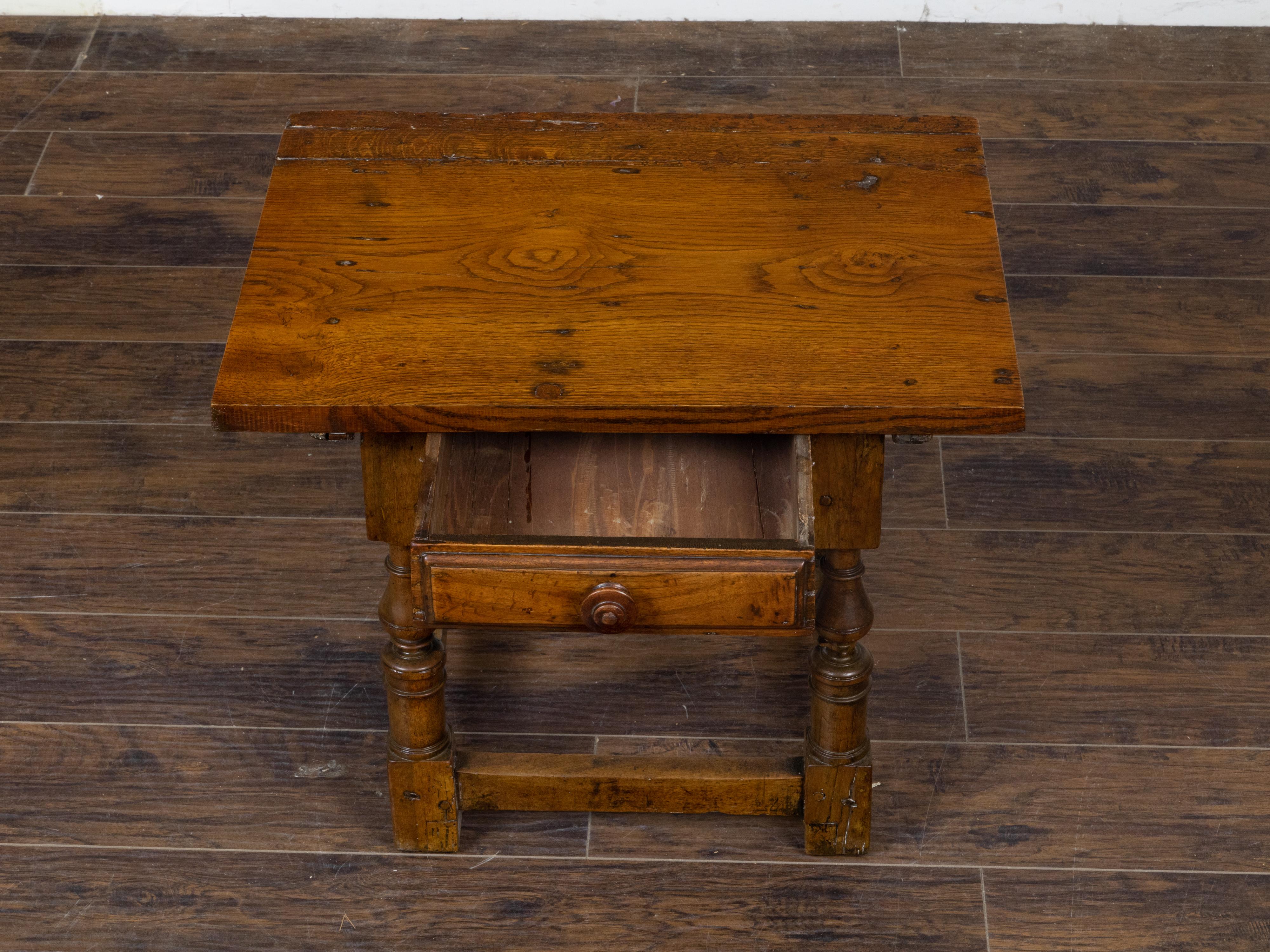 English 19th Century Walnut Side Table with Drawer and Turned Baluster Legs For Sale 6