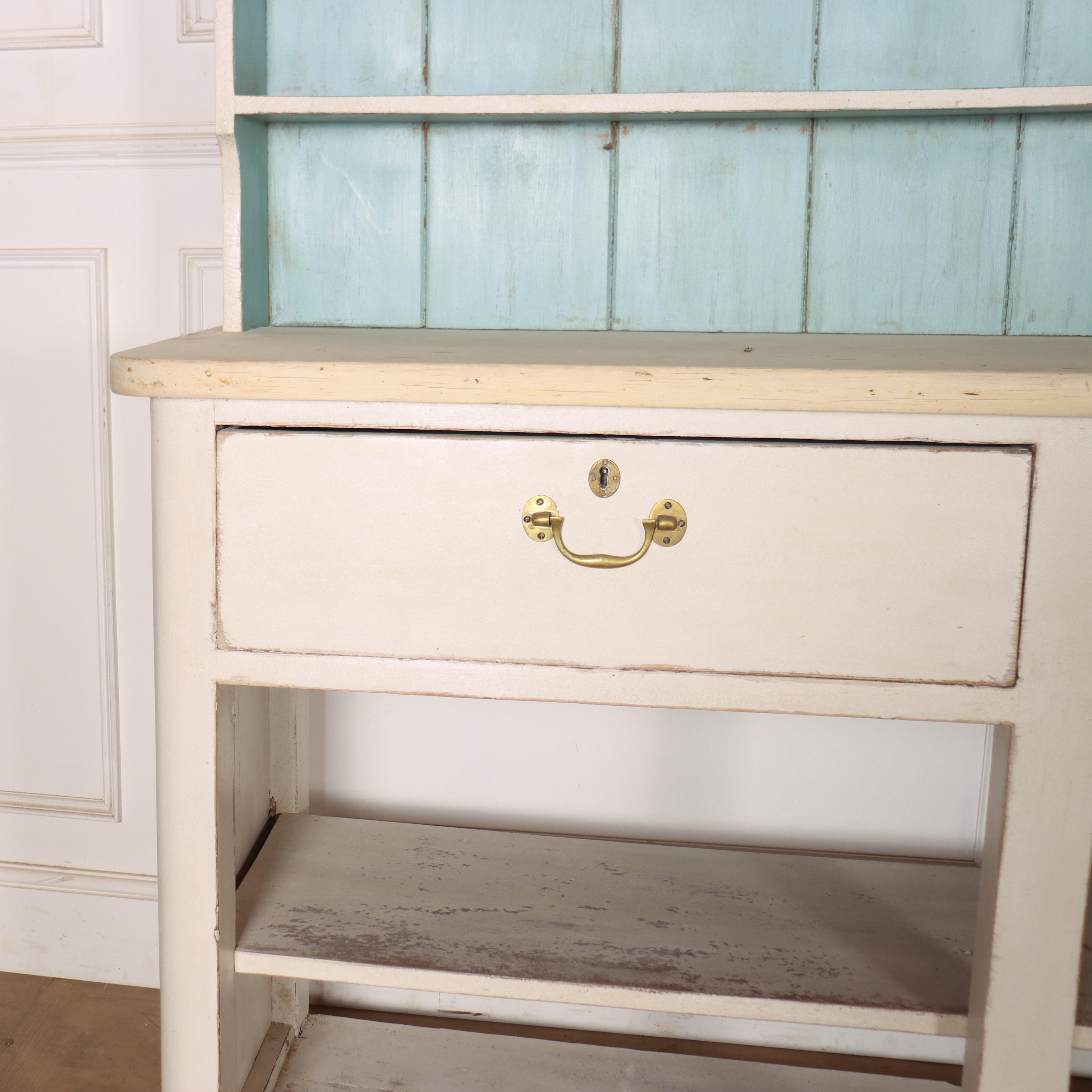 Large early 19th century English west country painted dresser. A great country house piece of furniture. 1840.

Shelf depths:

Rack/ lower: 6.5-inches (17cm)

Middle: 8.5-inches (22cm)

Top: 10.5-inches (27cm)


Internal Reference: H


Code: