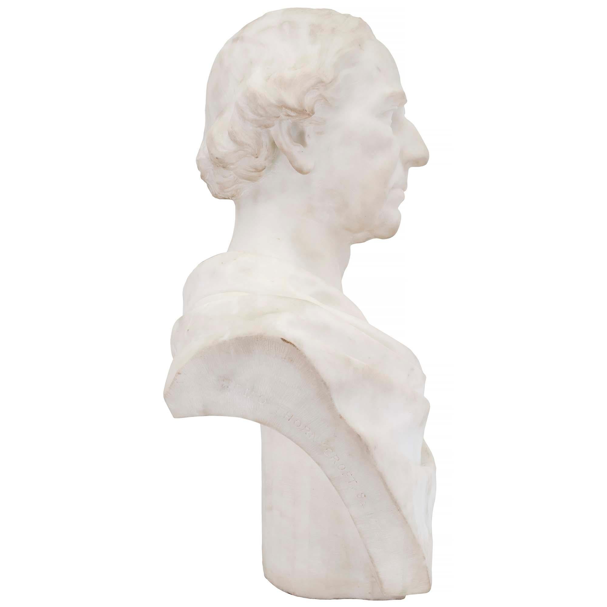 English 19th Century White Carrara Marble Bust by Sir William Hamo Thornycroft In Good Condition For Sale In West Palm Beach, FL
