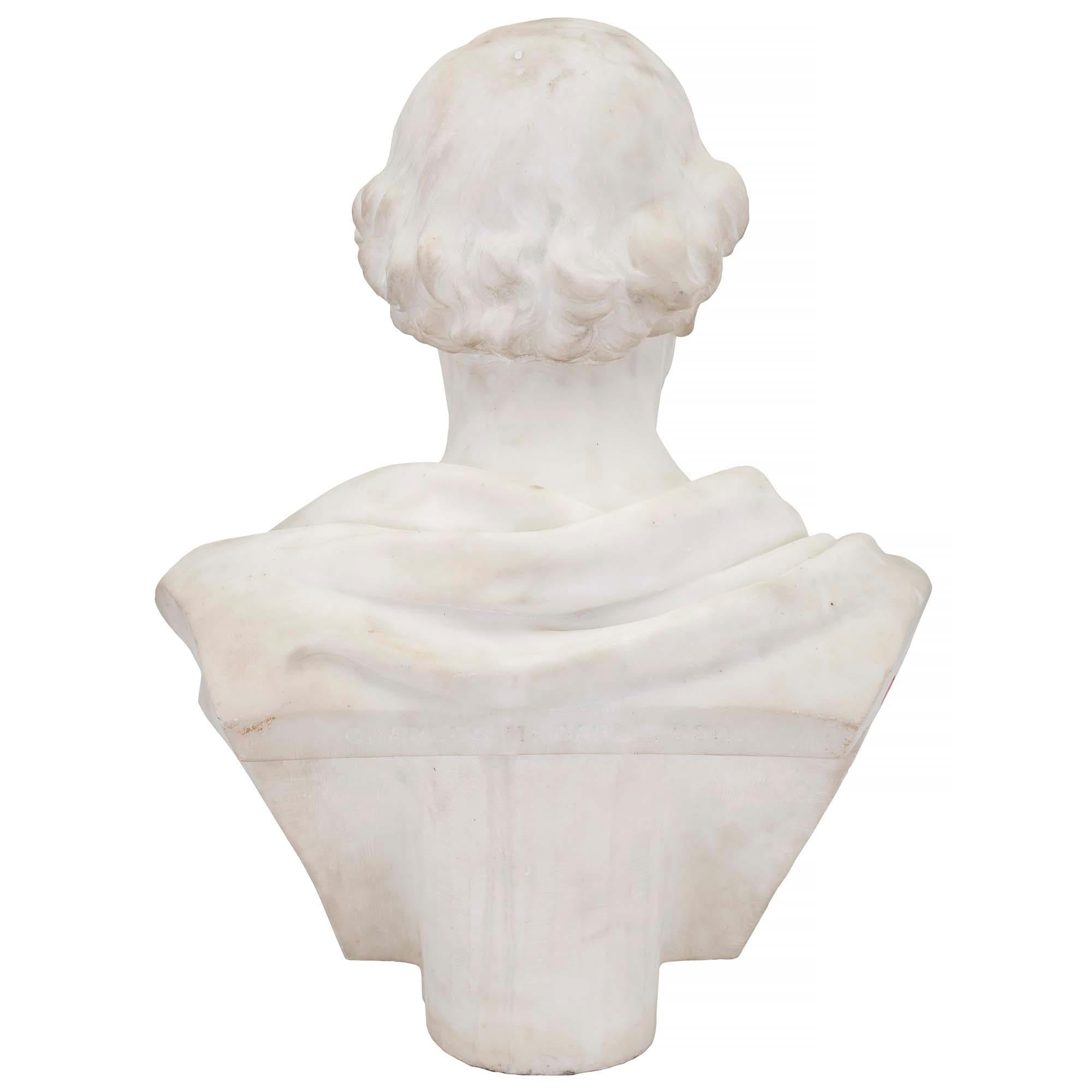 English 19th Century White Carrara Marble Bust by Sir William Hamo Thornycroft For Sale 1