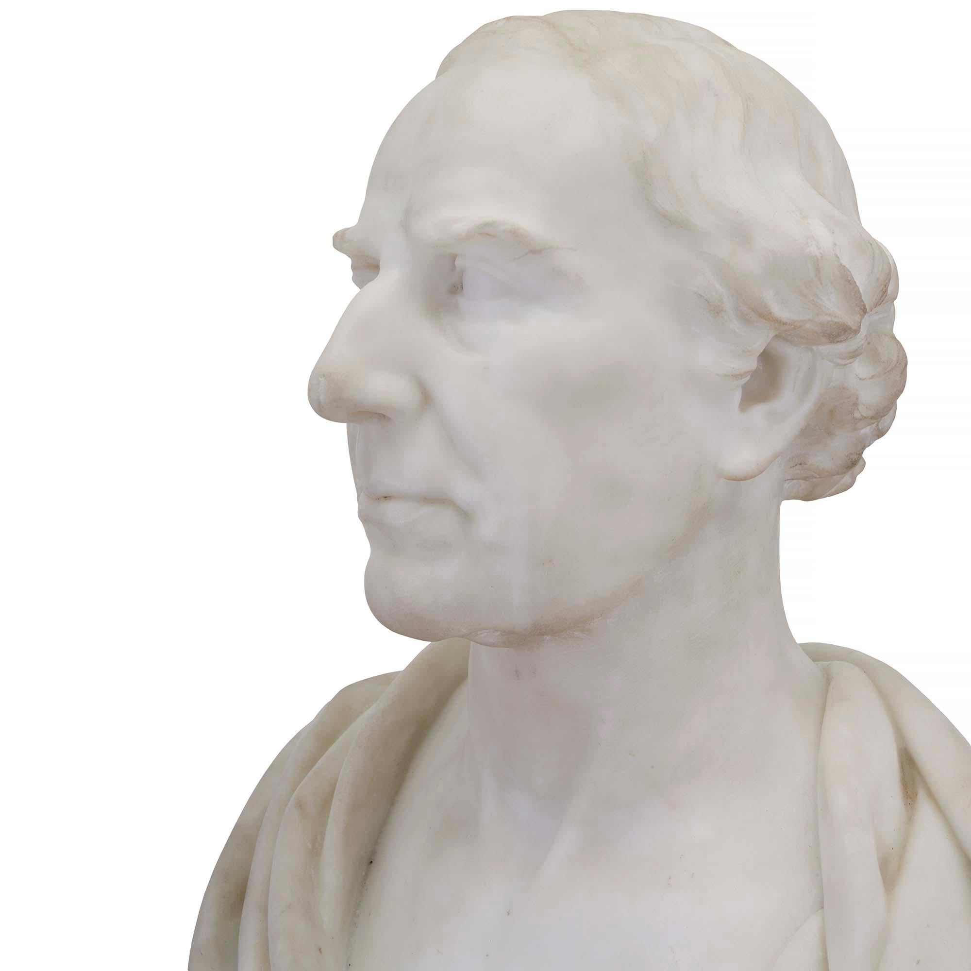 English 19th Century White Carrara Marble Bust by Sir William Hamo Thornycroft For Sale 2