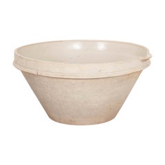 Antique English 19th Century White-Glazed Earthenware Mixing Bowl