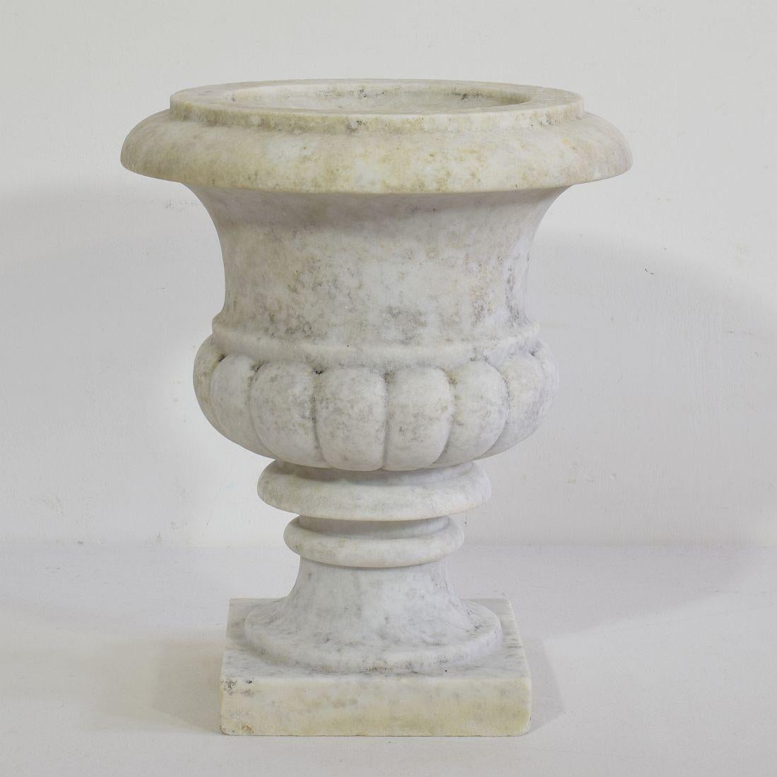English 19th Century White Marble Garden Urn 2