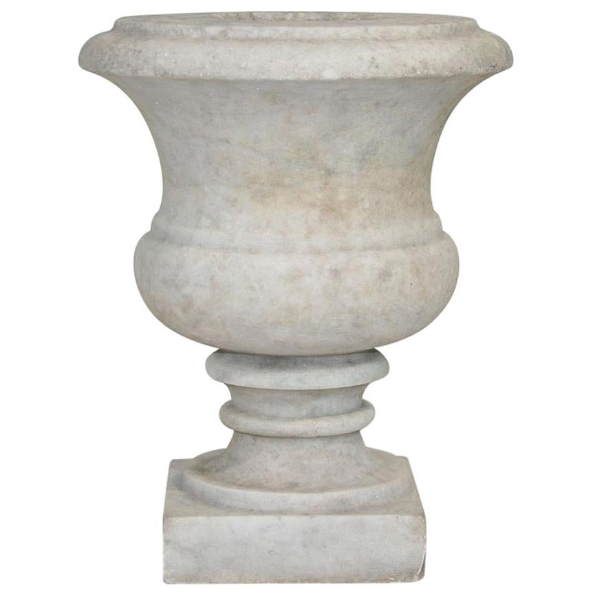 English 19th Century White Marble Garden Urn