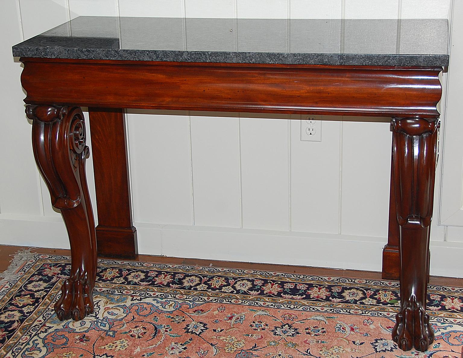 English 19th Century William IV Period Mahogany Console Table with Marble Top For Sale 4