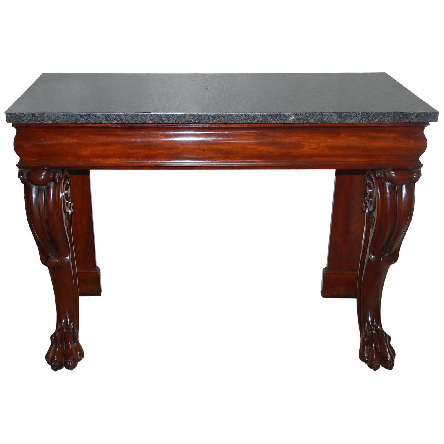 English 19th Century William IV Period Mahogany Console Table with Marble Top