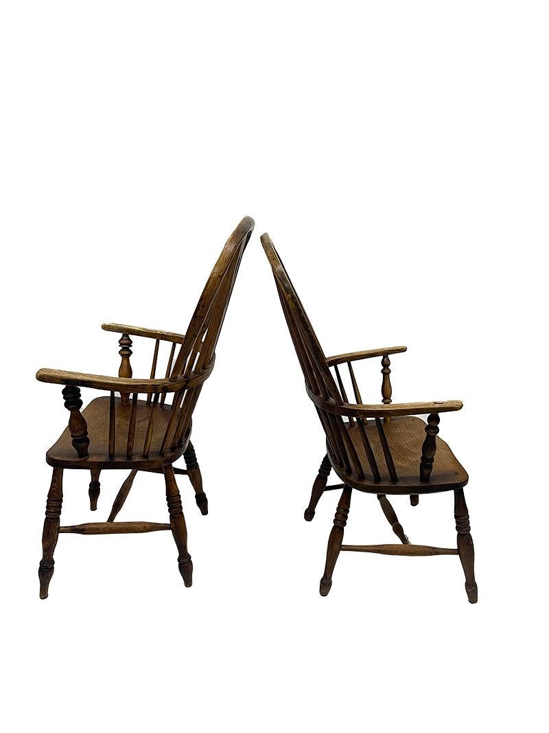 Oak English 19th Century Windsor armchairs For Sale