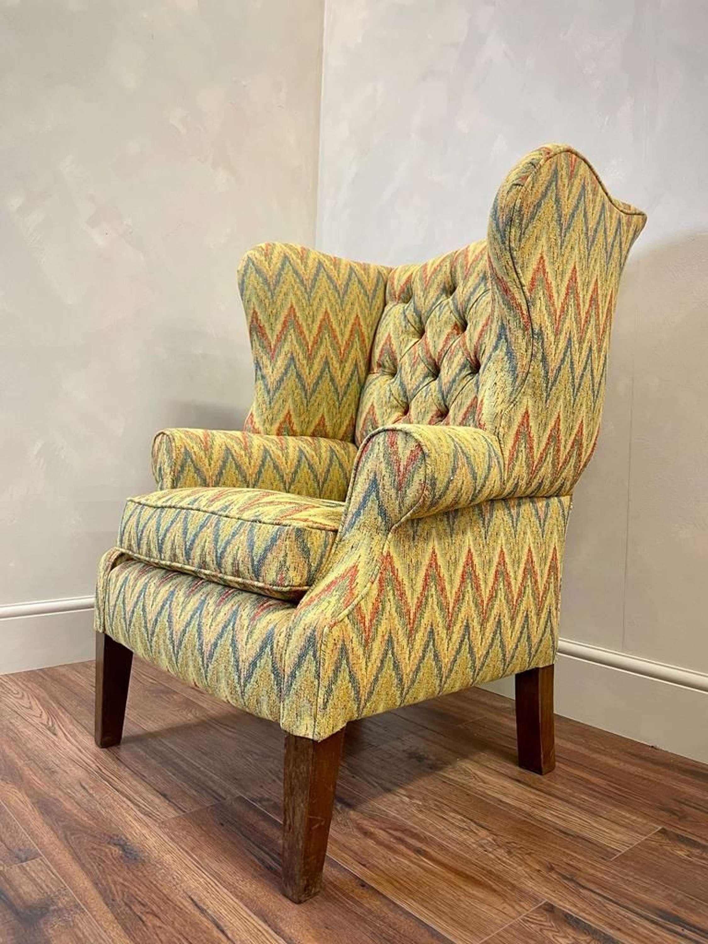 English 19th Century Wingback Chair in Missoni Style Fabric In Excellent Condition In Southampton, GB