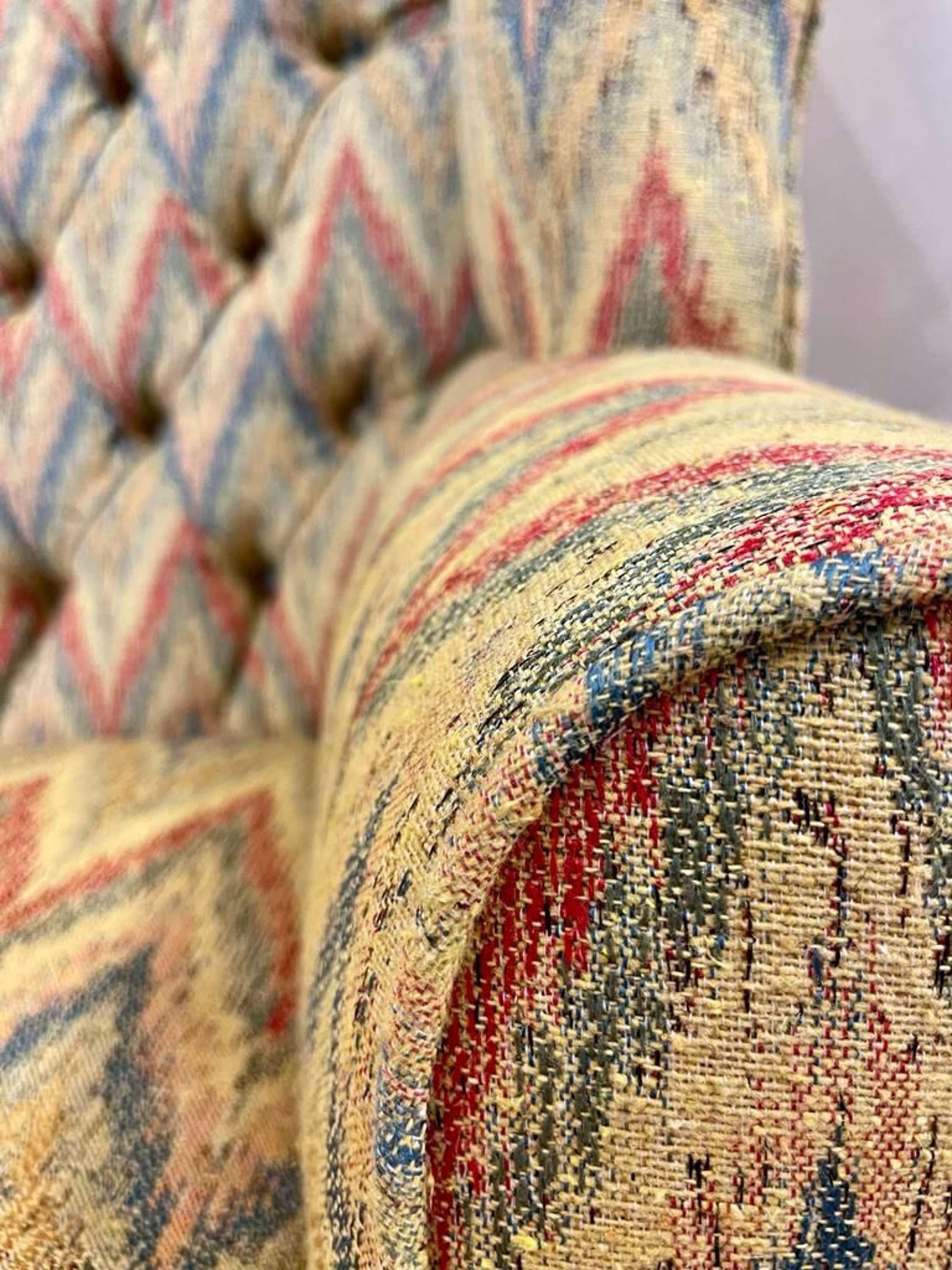 Upholstery English 19th Century Wingback Chair in Missoni Style Fabric