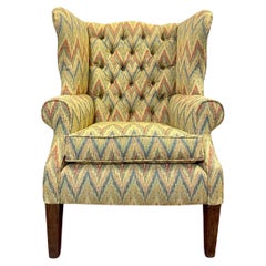 Antique English 19th Century Wingback Chair in Missoni Style Fabric