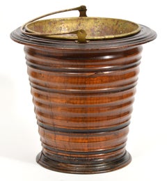 English 19th Ct. Wooden with Brass Liner Peat Bucket