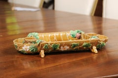 English 19th George Jones Majolica Serving Tray with Strawberries and Flowers