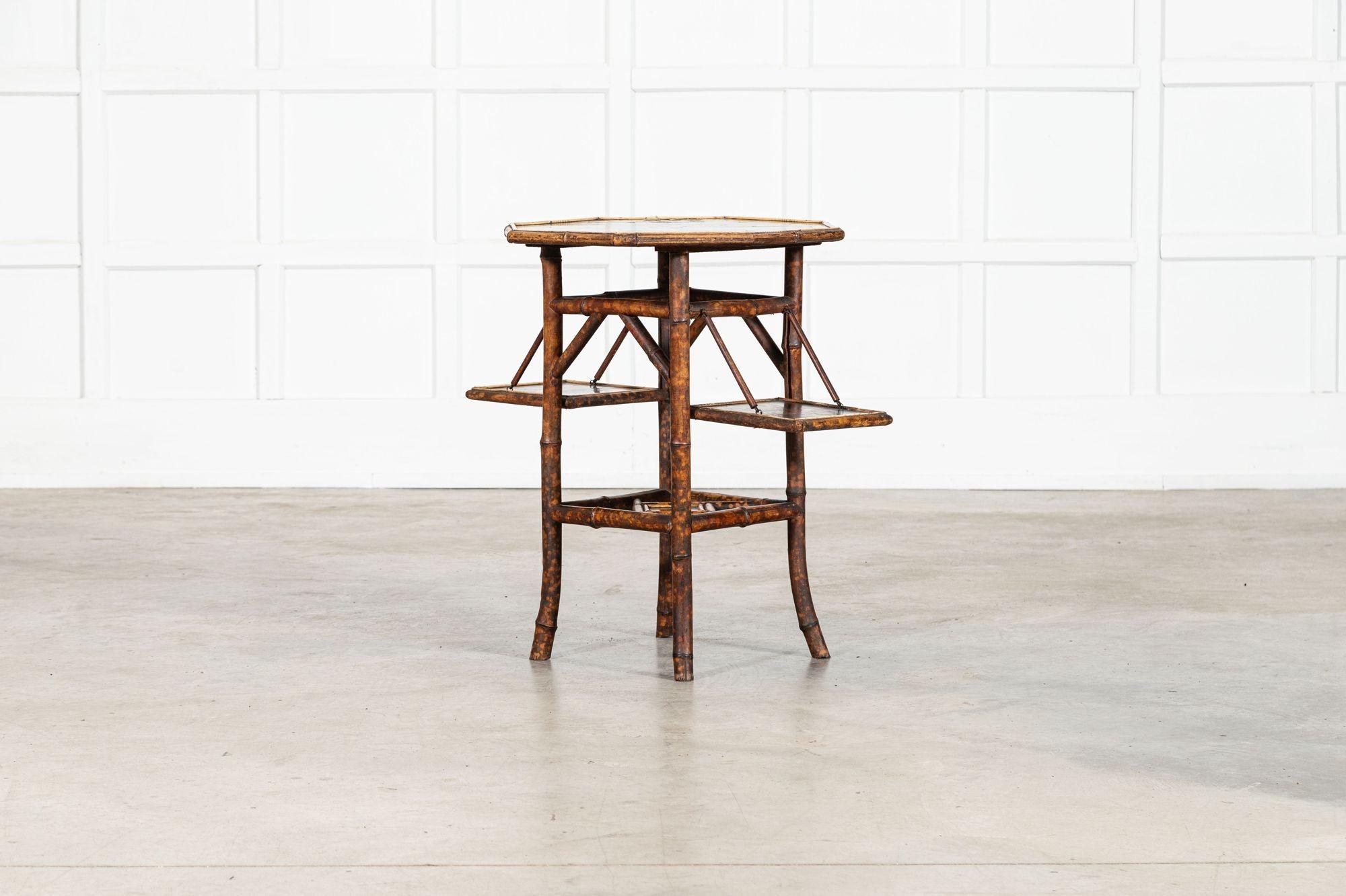 Table d'appoint octogonale en bambou laqué du XIXe siècle en vente 10