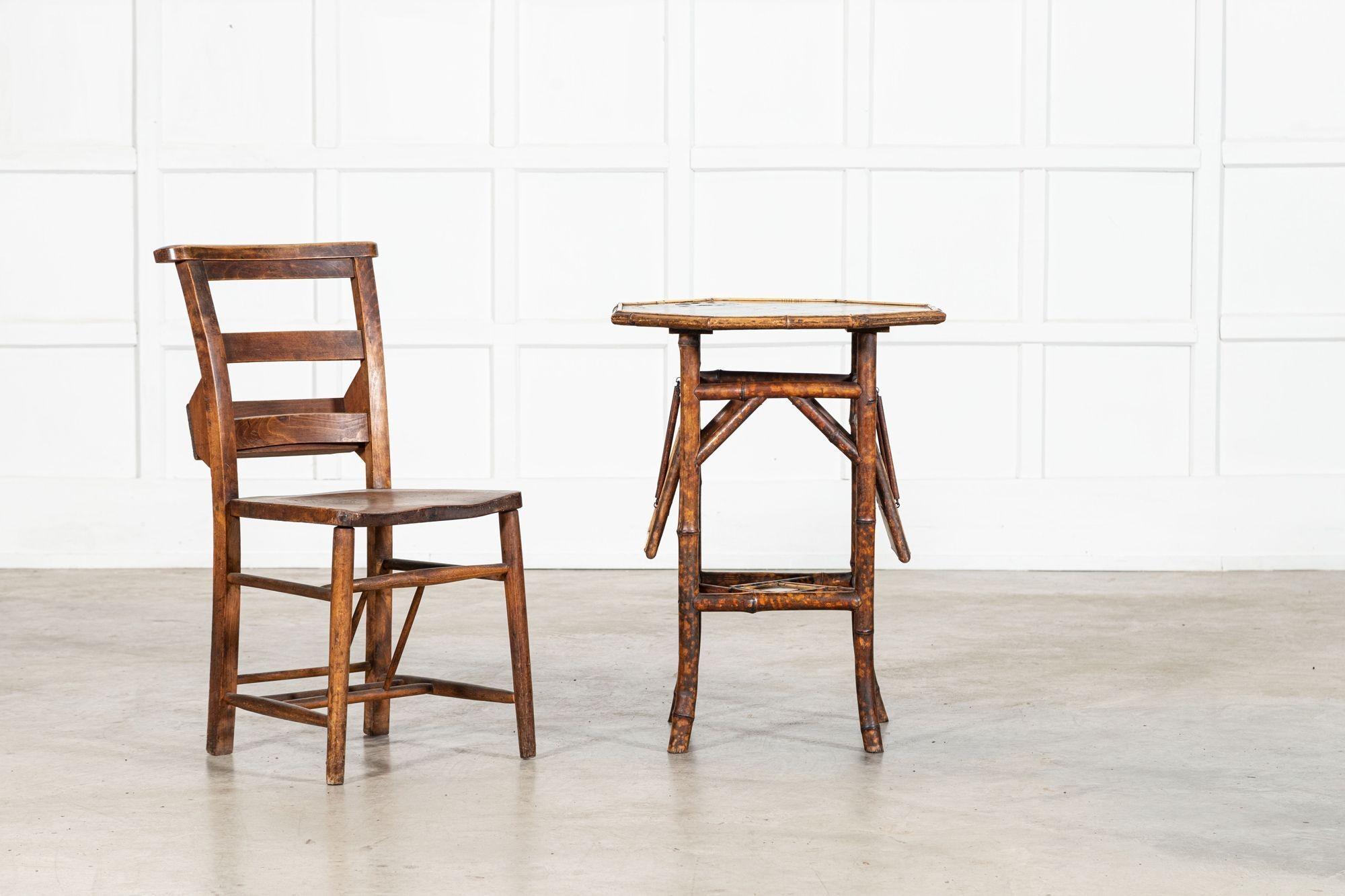 Bambou Table d'appoint octogonale en bambou laqué du XIXe siècle en vente