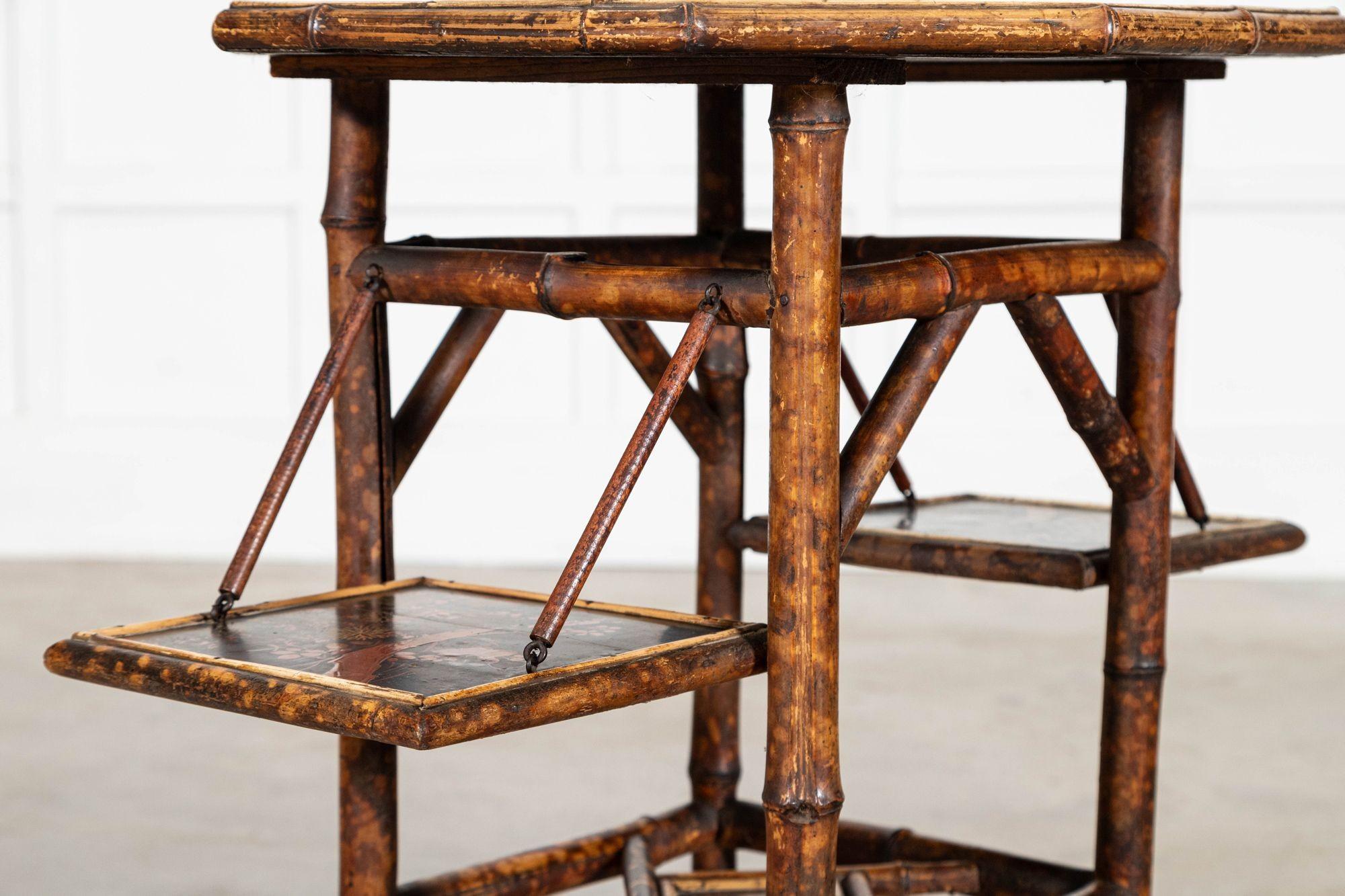 Table d'appoint octogonale en bambou laqué du XIXe siècle en vente 5