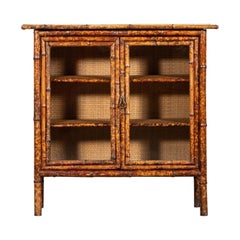 Englisch 19. Jahrhundert Bambus & Rattan glasiert Kabinett