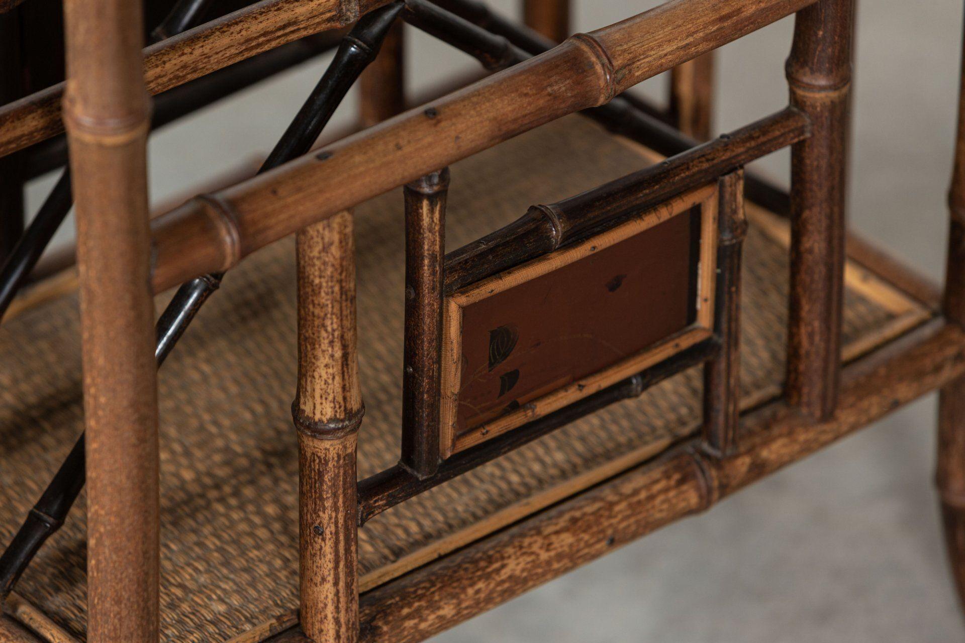 English 19thC Bamboo Side Table Magazine Rack For Sale 8
