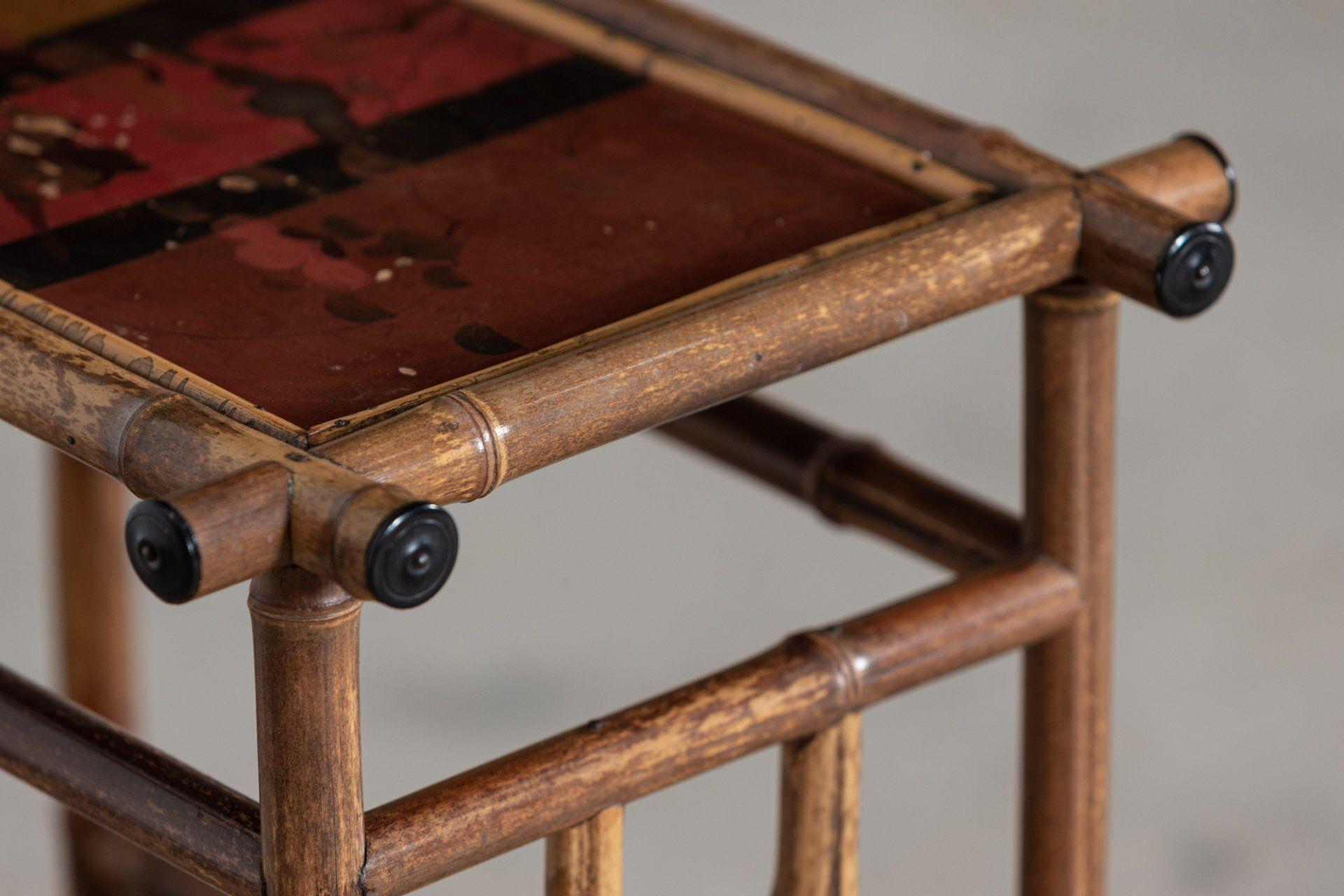 English 19thC Bamboo Side Table Magazine Rack For Sale 9