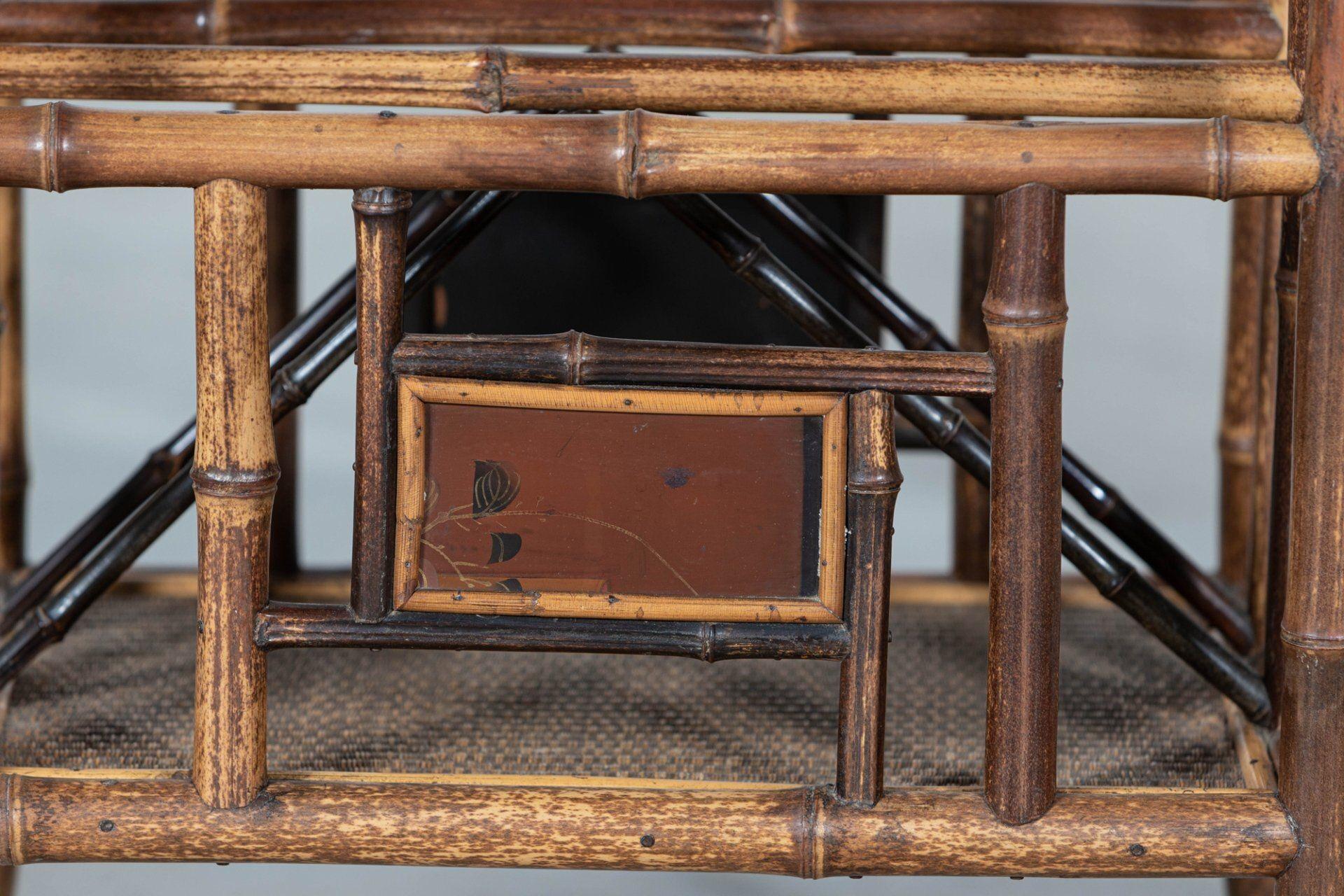 English 19thC Bamboo Side Table Magazine Rack For Sale 2