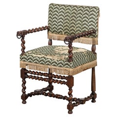 Fauteuil Cromwellien en chêne sculpté Barley Twist, 19ème siècle, anglais