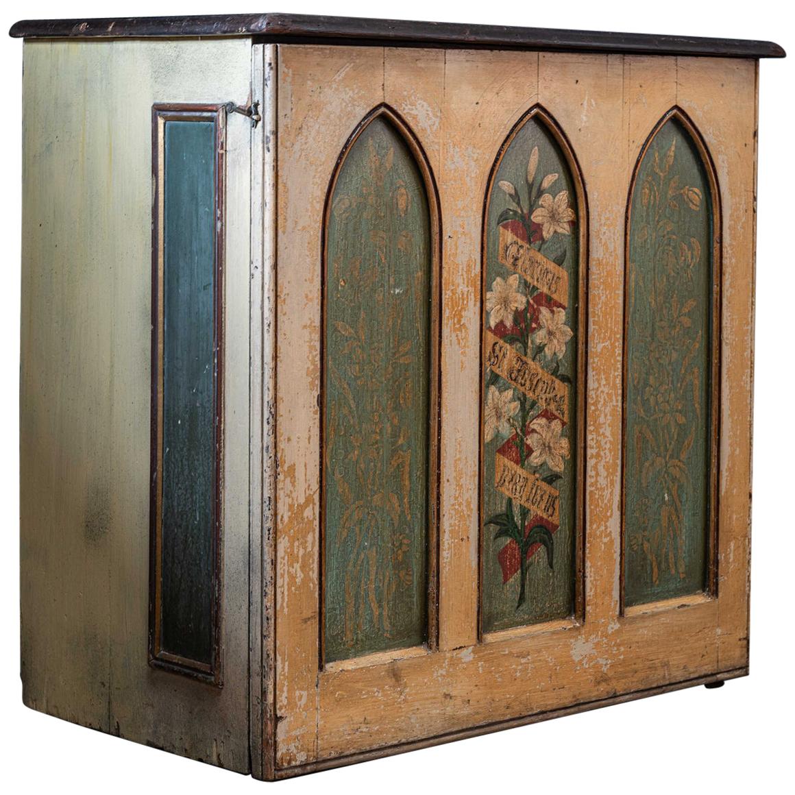 English 19th Century Decorative Painted Chapel Cupboard
