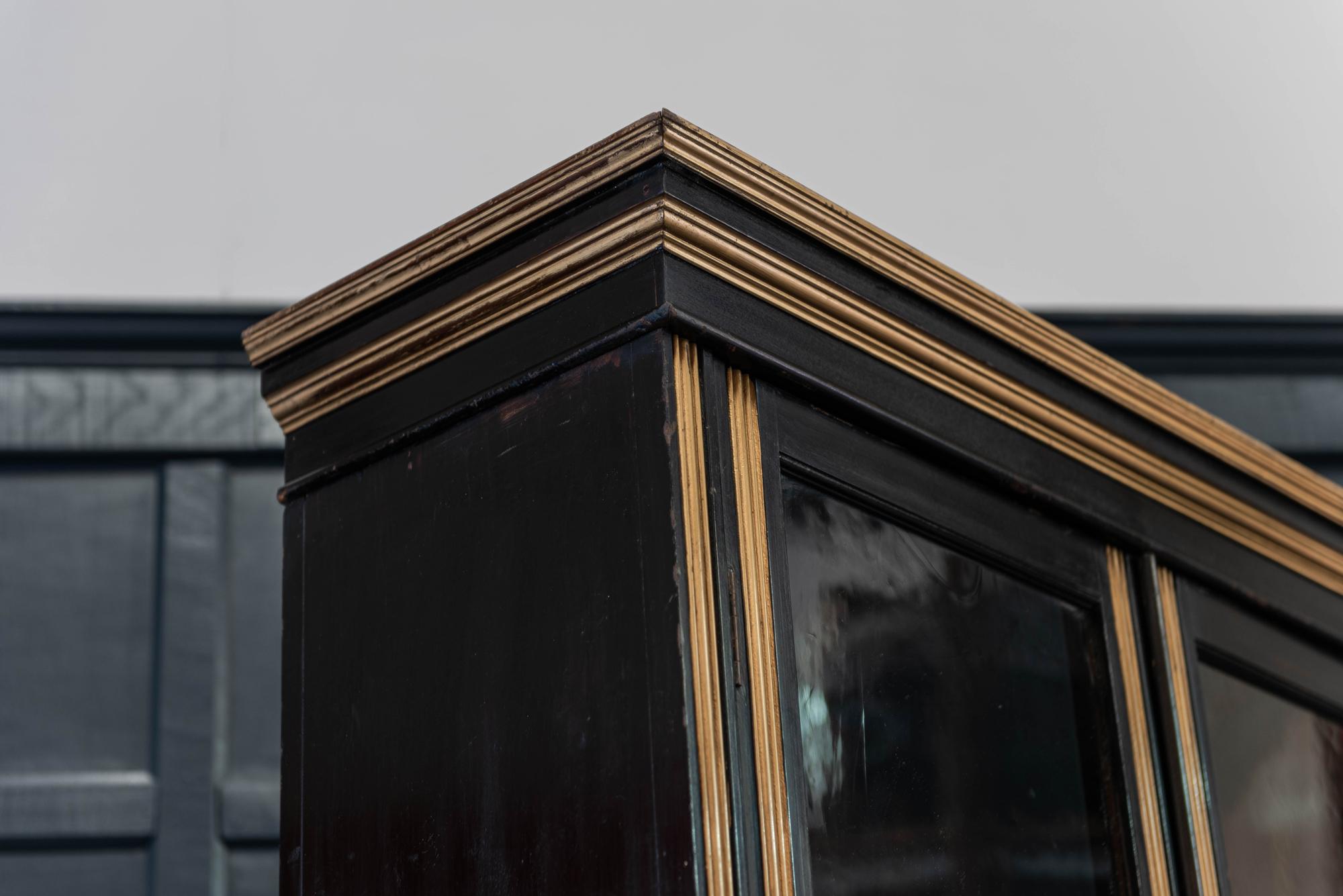 British English 19th Century Ebonized Glazed Bookcase