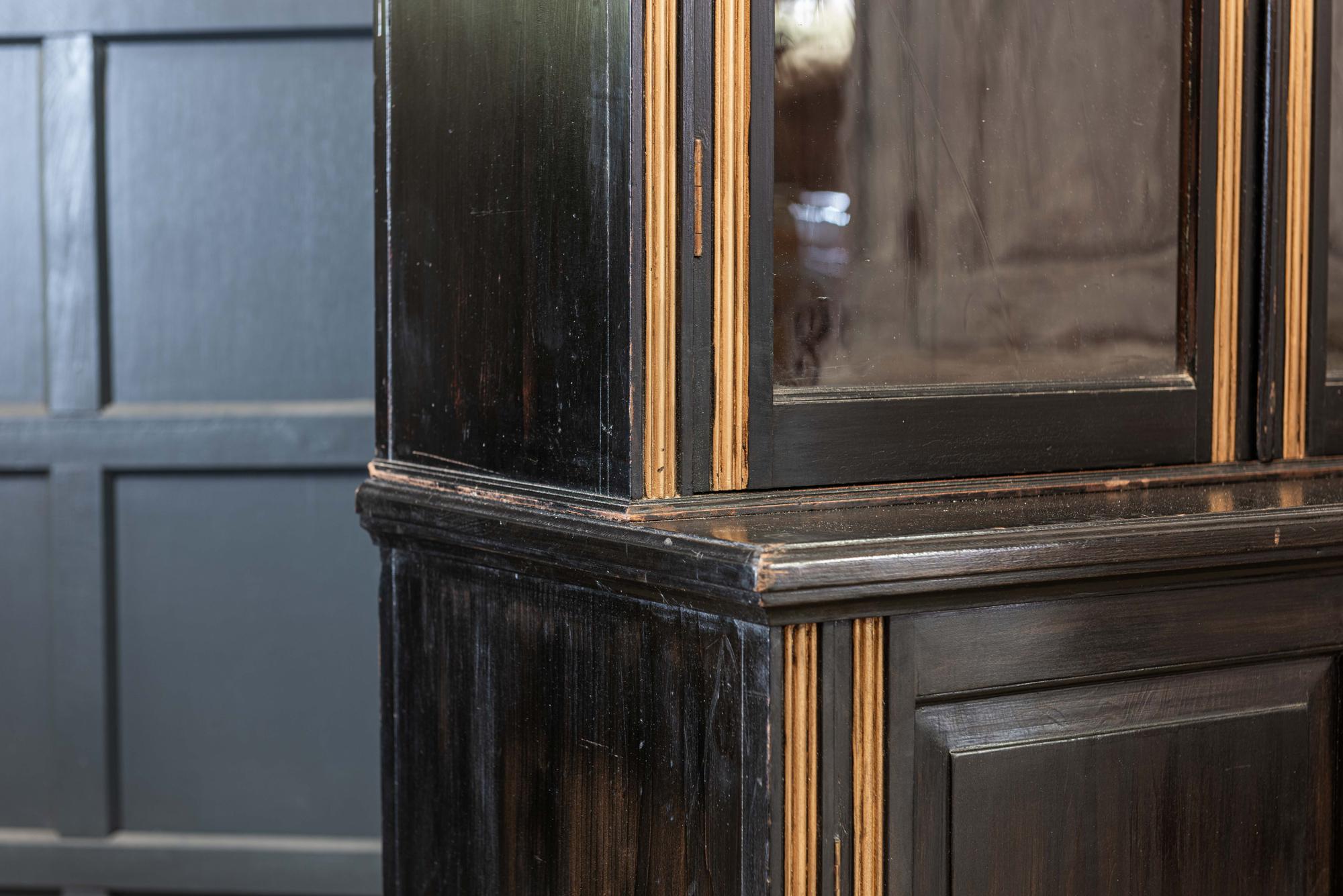 English 19th Century Ebonized Glazed Bookcase In Good Condition In Staffordshire, GB