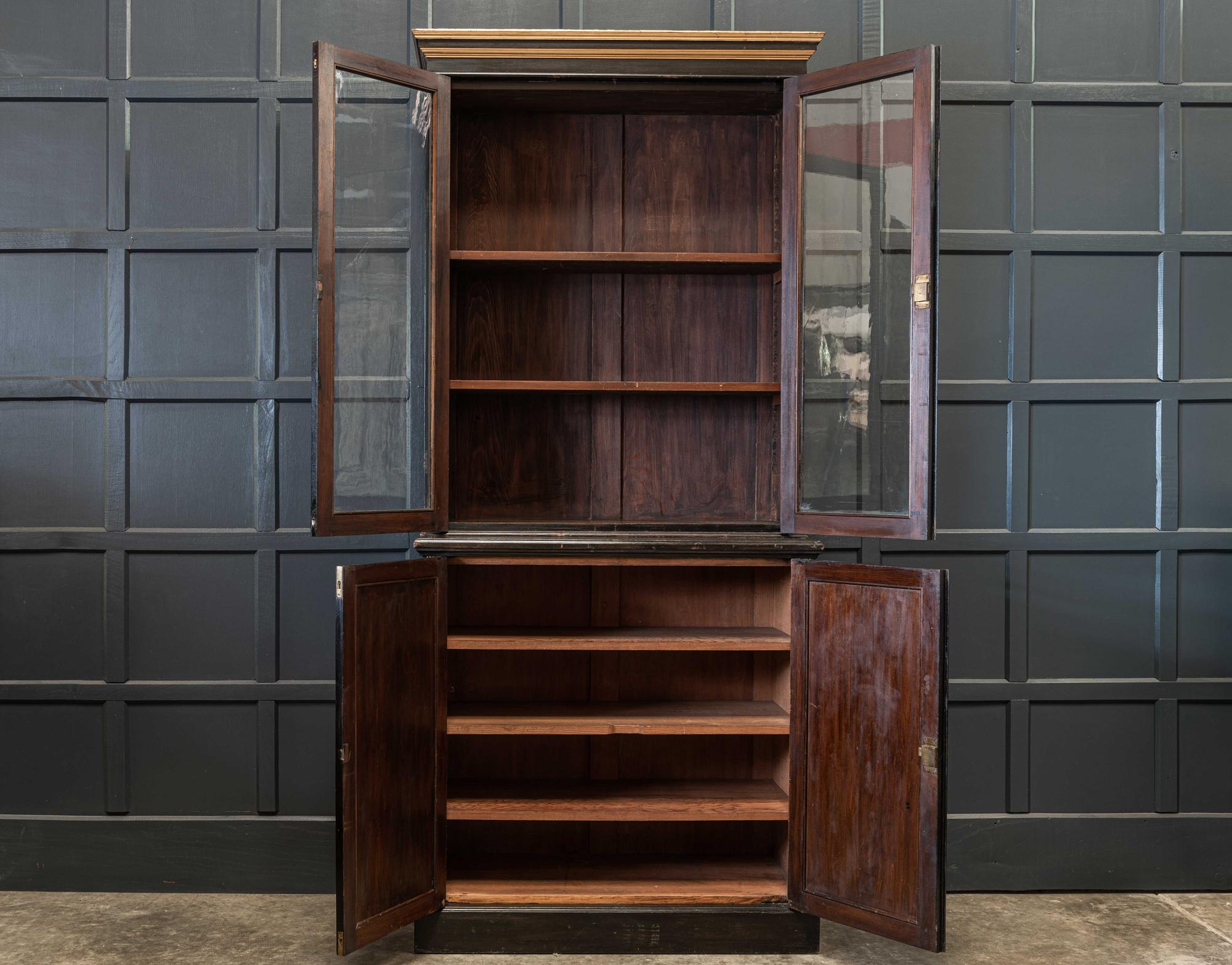 English 19th Century Ebonized Glazed Bookcase 1