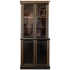 English 19th Century Ebonized Glazed Bookcase