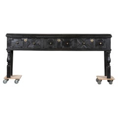 English 19thC Ebonised Oak Console Table