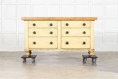 English 19thC Elm Top Painted Pine Dresser Base Drawers