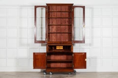 English 19thC Mahogany Bookcase Secretaire