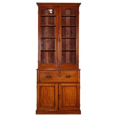 English 19thC Mahogany Bookcase Secretaire
