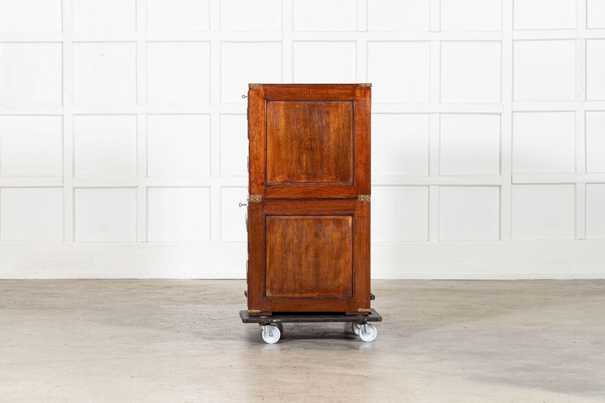 English 19thC Mahogany Campaign Chest in vendita 1