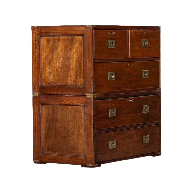 English 19thC Mahogany Campaign Chest