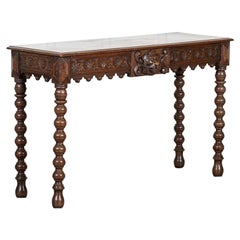 English 19thC Oak Carved Oak Console Table