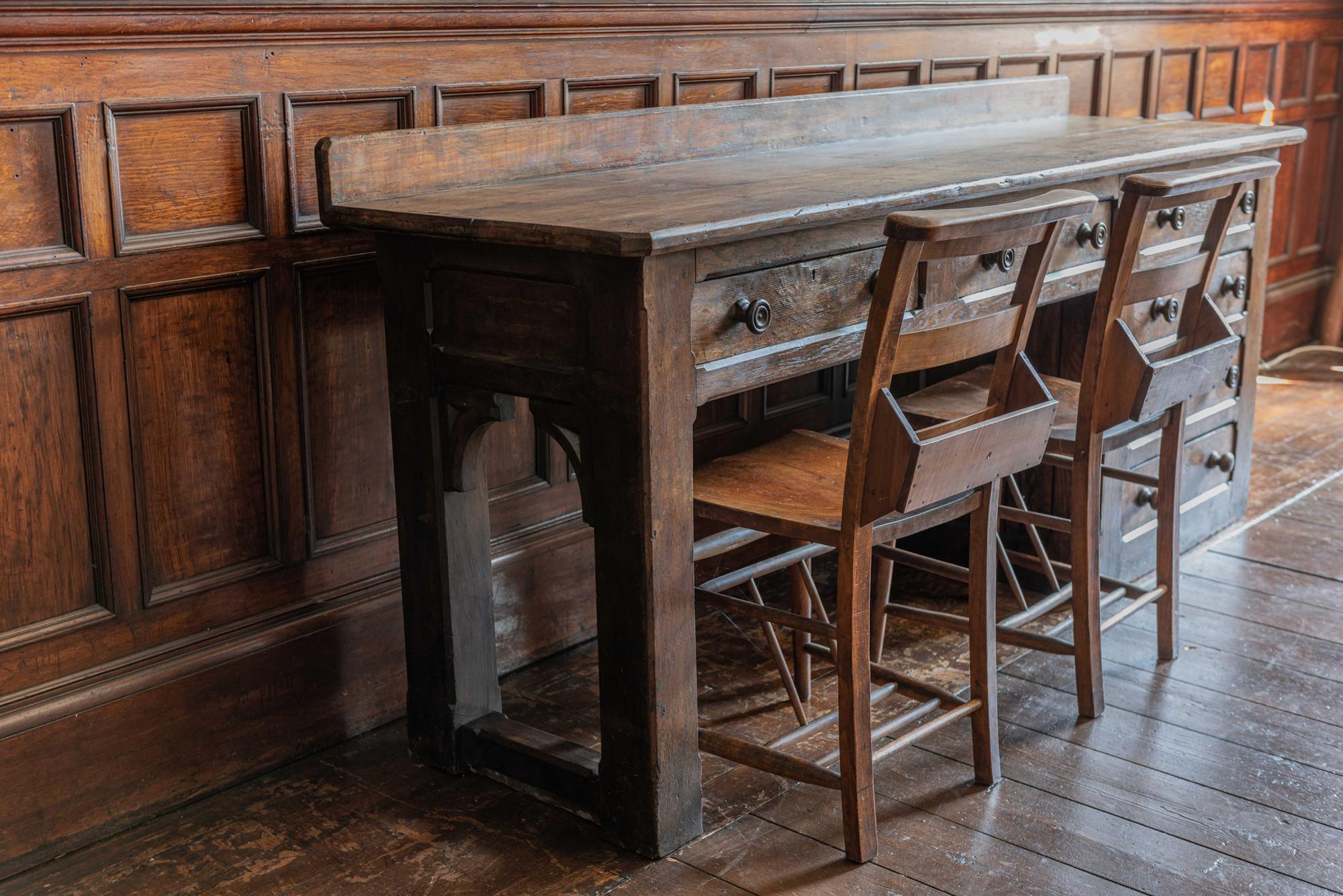 English 19th Century Oak Church Prep Table Counter 8