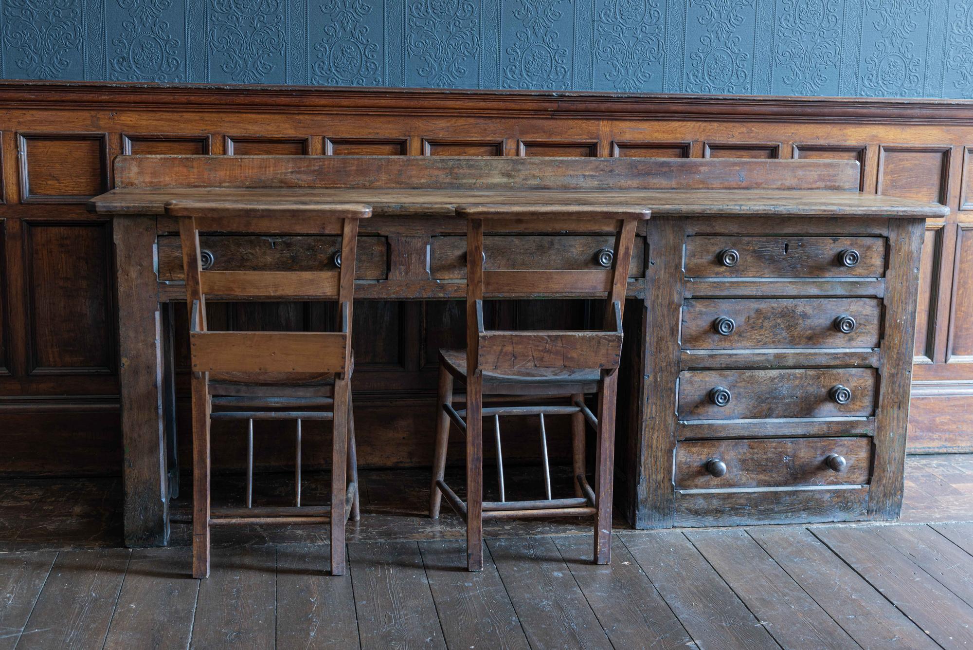 English 19th Century Oak Church Prep Table Counter 9