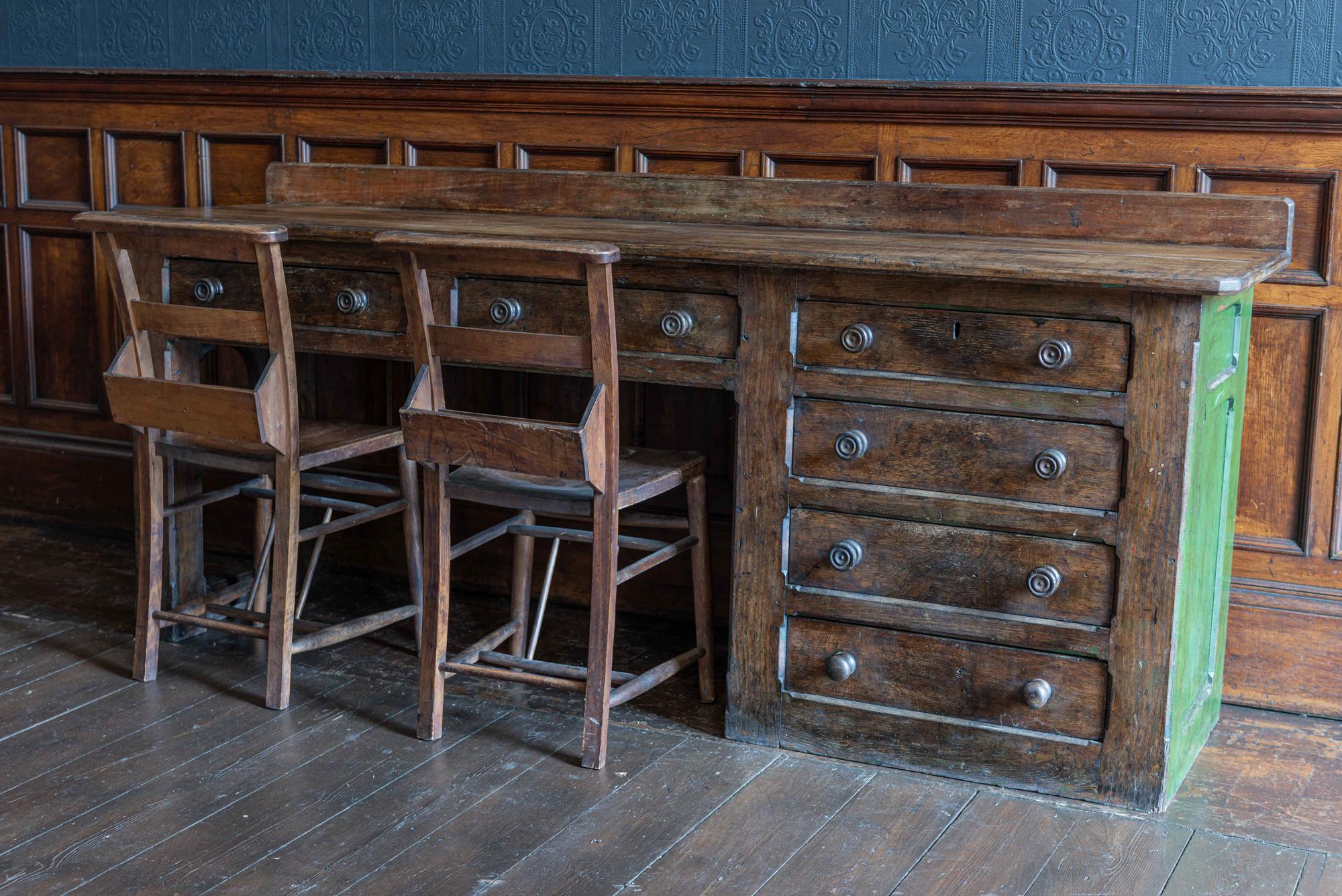 English 19th Century Oak Church Prep Table Counter 10