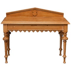 English 19th Century Oak Painted Gothic Console Table