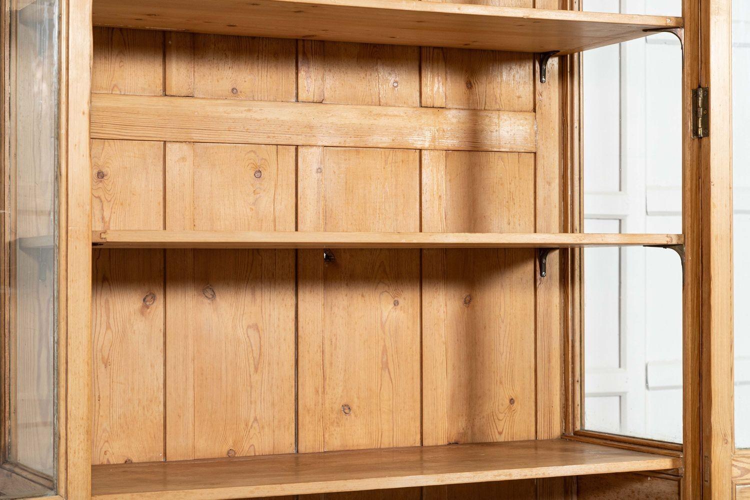 English 19thC Pine Display Cabinet For Sale 8