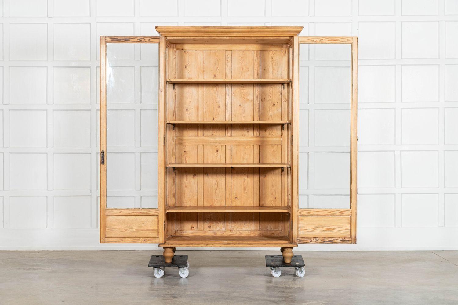 circa 1870
English 19thC Pine Display Cabinet
sku 2047
W112 x D44 x H180 cm
Internal shelf depth 35 cm
Weight 60Kg