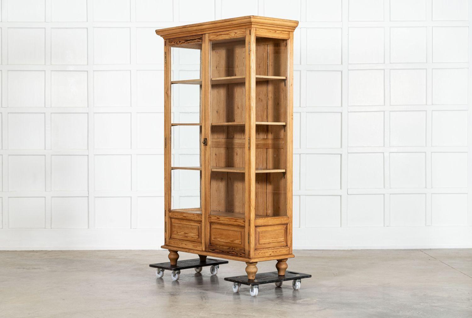 English 19thC Pine Display Cabinet For Sale 1