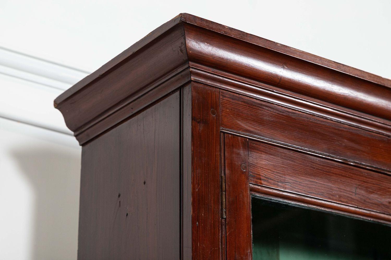 English 19thC Pine Glazed Housekeepers Cabinet 6