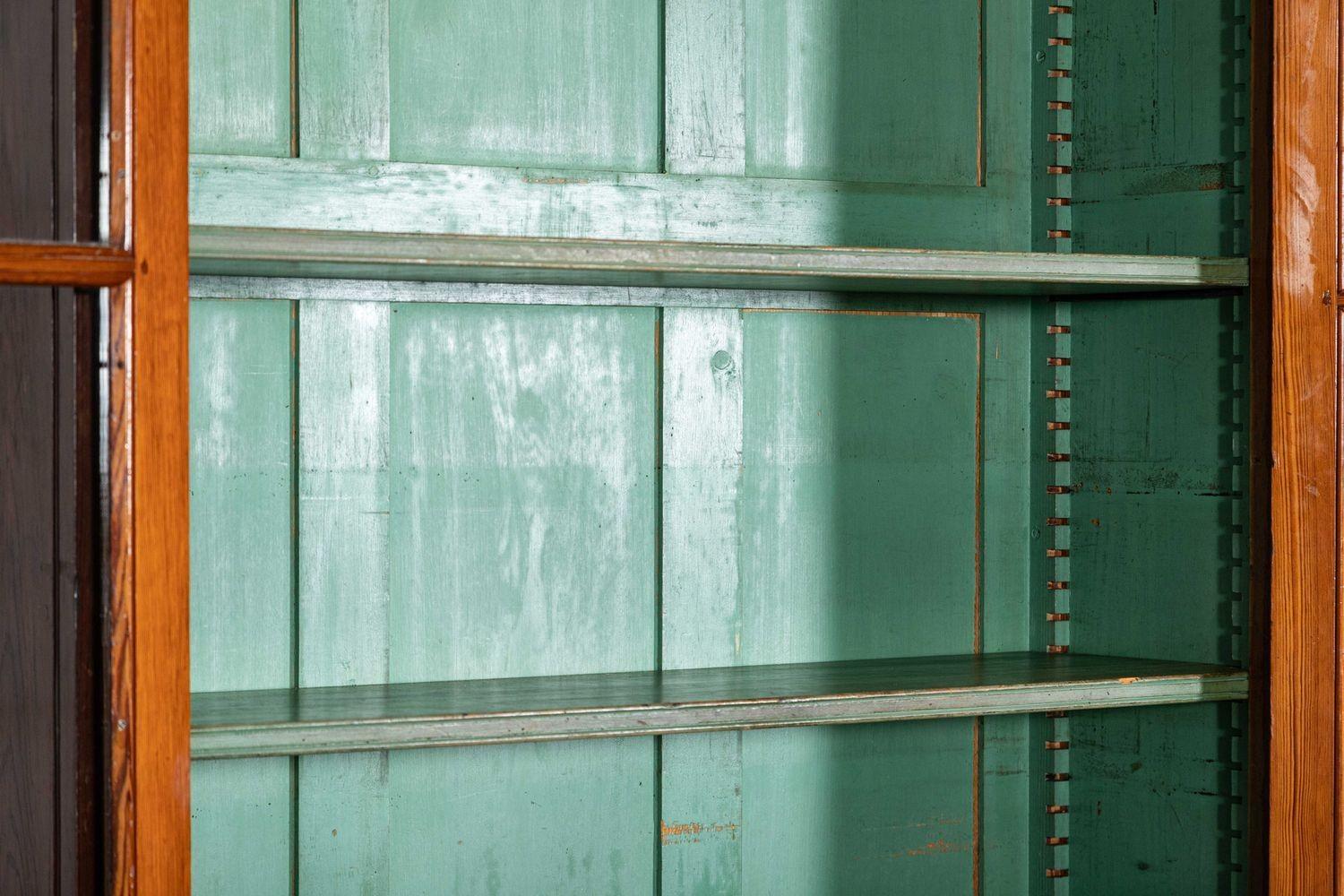 English 19thC Pine Glazed Housekeepers Cabinet 7